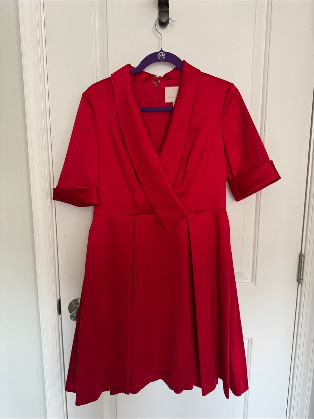 Gal Meets Glam Red Wrap-Style Midi Dress